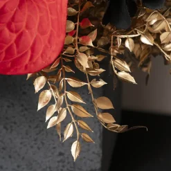 Ficus Leaf Short Stem Spray Metallic Gold (35cmH)