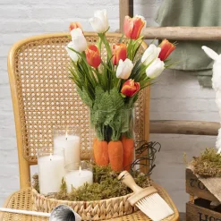 Flocked Carrot Bunch Pack 6 Orange (21cmH)