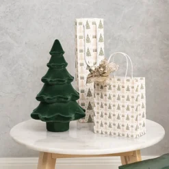 Flocked Table Top Tree Dark Green (35.5cmH)