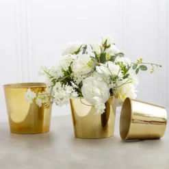 Flora Chrome Pot Round (13Dx11.5cmH) Gold