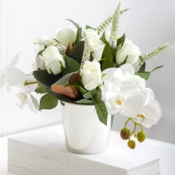 Flora Chrome Pot Round (13Dx11.5cmH) Silver