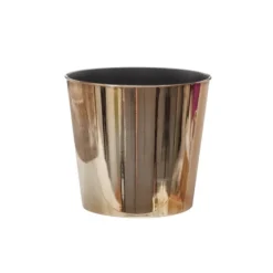 Flora Chrome Pot Round (15.5Dx13cmH) Rose Gold