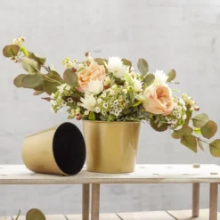 Flora Metallic Pot Round (15.5Dx13cmH) Gold