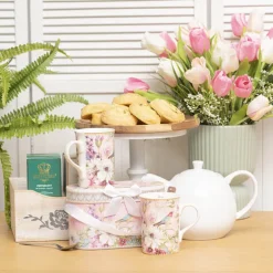Floral Bird 2 Piece Mug Gift Set Soft Pink (18.6x9x11.3cm)