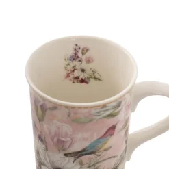 Floral Bird 2 Piece Mug Gift Set Soft Pink (18.6x9x11.3cm)