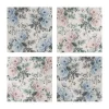 Floral Ceramic Coaster Set 4 Pink & Blue (10x10x3.4cm)