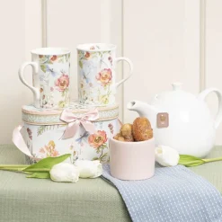 Floral Dragonfly 2 Piece Mug Gift Set Blue (18.6x9x11.3cm)