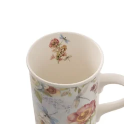 Floral Dragonfly 2 Piece Mug Gift Set Blue (18.6x9x11.3cm)