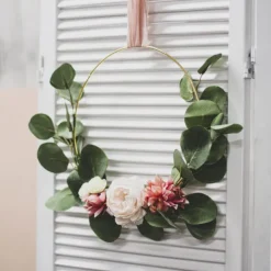 Floral Metal Hoop Ring Gold (35cmD)