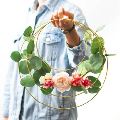 Floral Metal Hoop Ring Gold (30cmD)