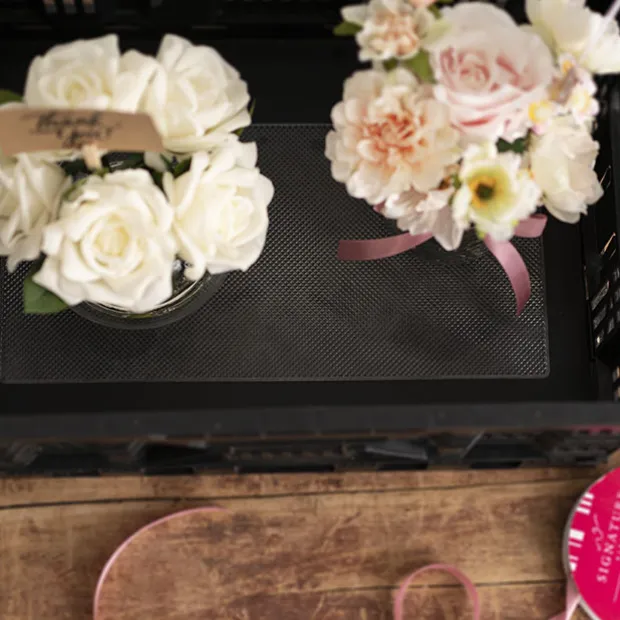 Floral Rubber Anti Slip Grip Mat Clear (20x40cm)