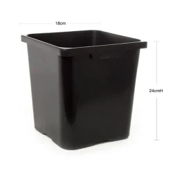 Flower Bucket Plastic Square 06L Black (18x24cmH)