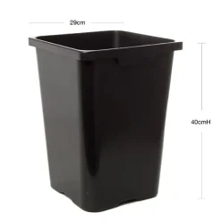 Flower Bucket Plastic Square 27L Black (29x40cmH)
