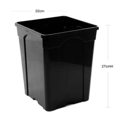 Flower Bucket Plastic Square 10L Black (22x27cmH)