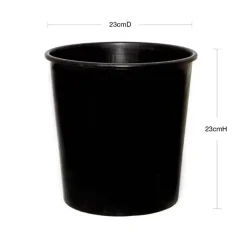 Flower Bucket Sturdy Plastic Round 07L Black (23Dx23cmH)
