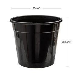 Flower Bucket Sturdy Plastic Round 08L Black (25Dx23.5cmH)