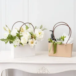 Flower Carry Bag Kraft Brown Rectangle Pk5 (22x10.5x13cmH)