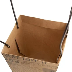 Flower Carry Bag Kraft Newsprint Medium Pk5 (12x17x20cmH)