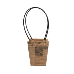 Flower Carry Bag Kraft Newsprint Small Pk5 (9.5x13x15.5cmH)