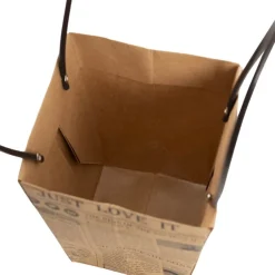 Flower Carry Bag Kraft Newsprint Small Pk5 (9.5x13x15.5cmH)