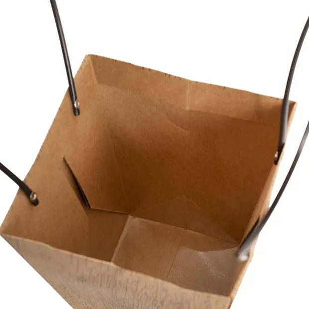 Flower Carry Bag Kraft Wood Grain Medium Pk5 (12x17x20cmH)