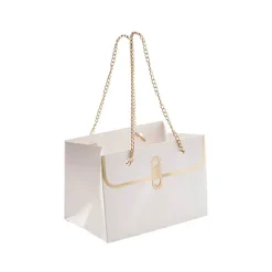 Flower Carry Hand Bag Boujee White Pack 5 (15x10x10.5cmH)