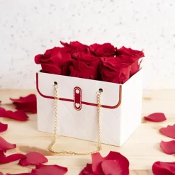 Flower Carry Hand Bag Boujee White Pack 5 (15x10x10.5cmH)