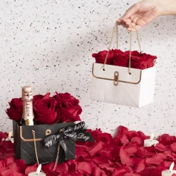 Flower Carry Hand Bag Boujee White Pack 5 (15x10x10.5cmH)