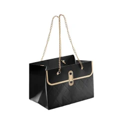 Flower Carry Hand Bag Boujee Black Pack 5 (15x10x10.5cmH)