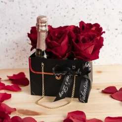 Flower Carry Hand Bag Boujee Black Pack 5 (15x10x10.5cmH)