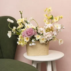 Flower Carry Paper Rope Basket & Liner Natural (18x9x13cmH)