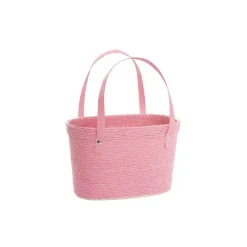 Flower Carry Paper Rope Basket with Liner Pink (18x9x13cmH)