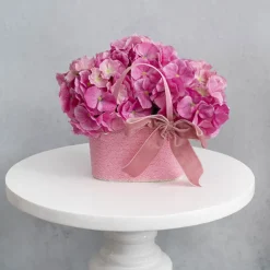 Flower Carry Paper Rope Basket with Liner Pink (18x9x13cmH)