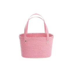 Flower Carry Paper Rope Basket with Liner Pink (18x9x13cmH)