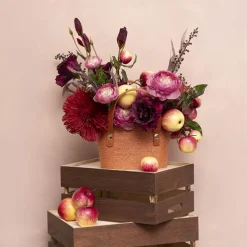 Flower Carry Paper Rope Basket with Liner Mocha (18x9x13cmH)