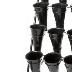 Flower Display Stand 12 Plastic Vase Black (60X65x123cmH)