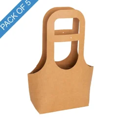 Flower Gift Carry Bag Large Kraft Brown Pack 5 (22x10x40Hcm)