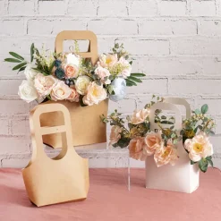 Flower Gift Carry Bag Small Kraft Brown Pack 5 (17x7x32Hcm)