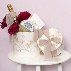 Flower Gift Hat Box Floral Blush Ivory Set 2 (21.5cmWx19cmH)