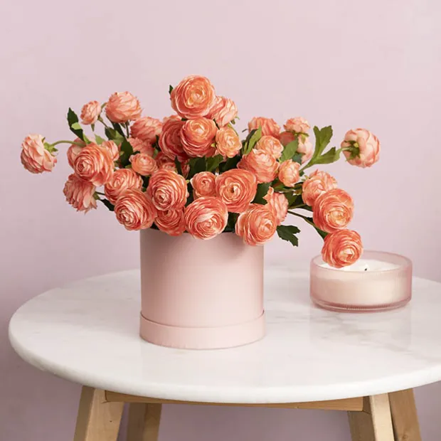 Flower Gift Hat Box Round Mellow Rose (15cmWx13.5cmH)