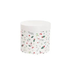 Flower Gift Hat Box Round Holly White (15cmWx13.5cmH)