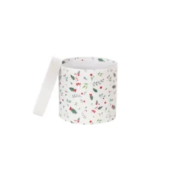 Flower Gift Hat Box Round Holly White (15cmWx13.5cmH)