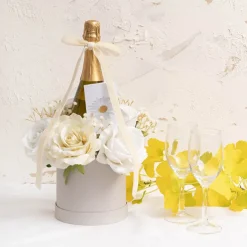 Flower Gift Hat Box Round Stone (15cmWx13.5cmH)