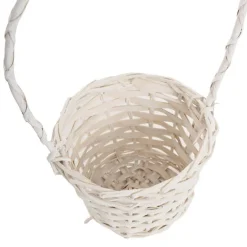 Flower Girl Basket Long Handle Set 3 White (26Dx17cmH)