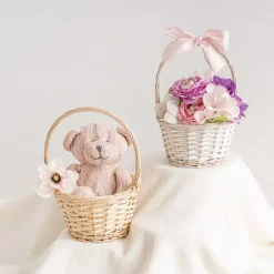 Flower Girl Basket Oval Willow Natural (19x23x27cmH)