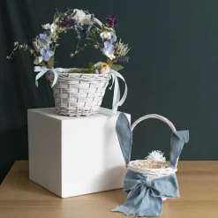 Flower Girl Basket Oval Willow White (19x23x27cmH)