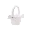 Flower Girl Basket w Lace & Bow White (12.5cmDx22cmH)