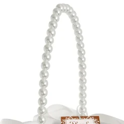Flower Girl Basket with Bow White (12.5cmDx22cmH)