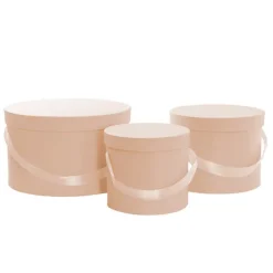 Flower Hat Box Grande Round Apricot Set 3 (25Dx15cmH)