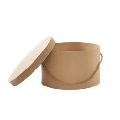 Flower Hat Box Grande Round Kraft Brown Set 3 (25Dx15cmH)